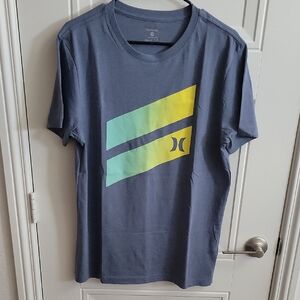 Hurley Blue Tee with Yellow and Aqua Graphic